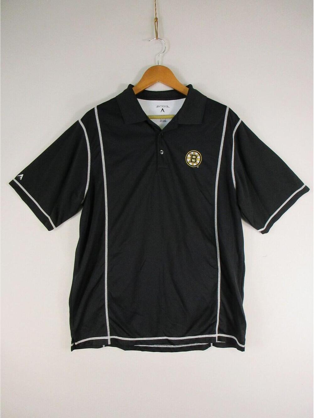 Antigua Polo Shirt Mens XL Boston Bruins NHL Embroidered Logo Short Sleeve Black